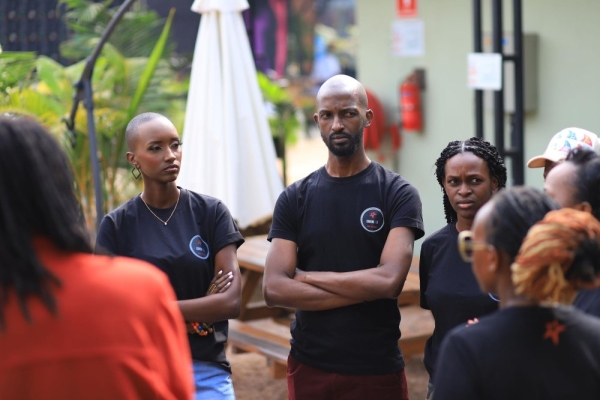 Mucyo Sandrine and her team before the models casting starts at Mundi Center, Kigali City[PHOTO IG]