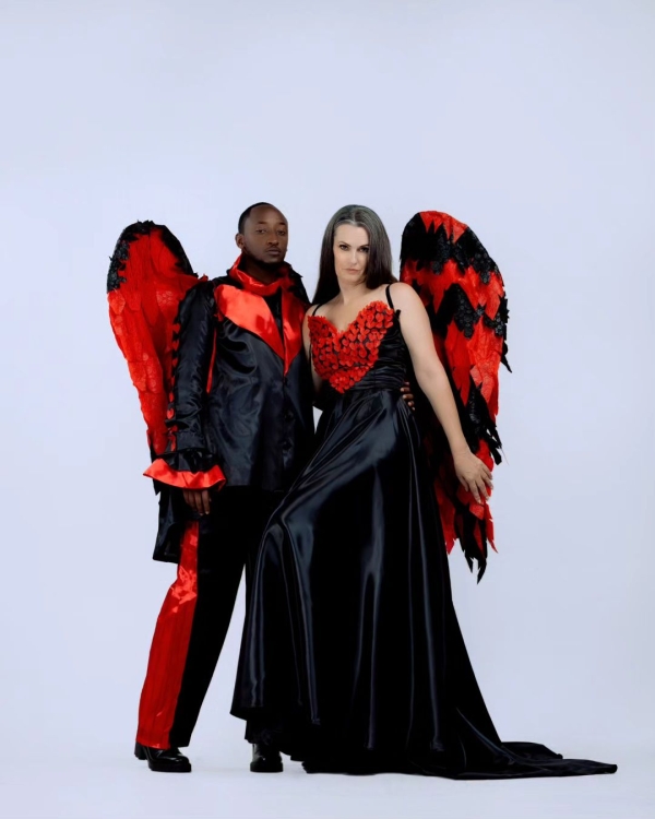 New Collection 2024 made by UMUHETO Fashion House  - Models; [RIGHT] The international fashion, beauty, and lifestyle model Eveline Gonzenbach and [LEFT] Mr. Talento UMUHETO, founder and Creative Director of UMUHETO Fashion House(Photo UMUHETO)