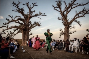 Creations by Senegalese designer and Dakar Fashion Week organiser Adama Paris during show outside Dakar, Senegal. Finbarr O’Reilly