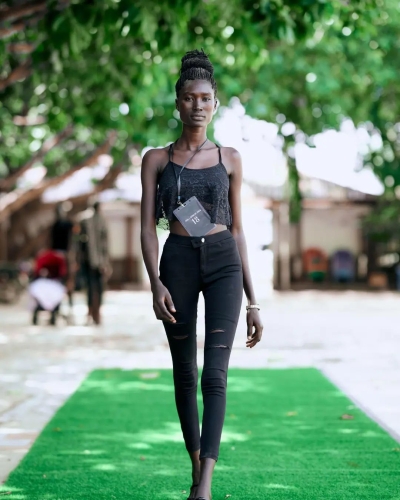 [PHOTO:A model during the rehearsal and preparation of the 4Real Fashion Festival 2024, in Juba , South Sudan]